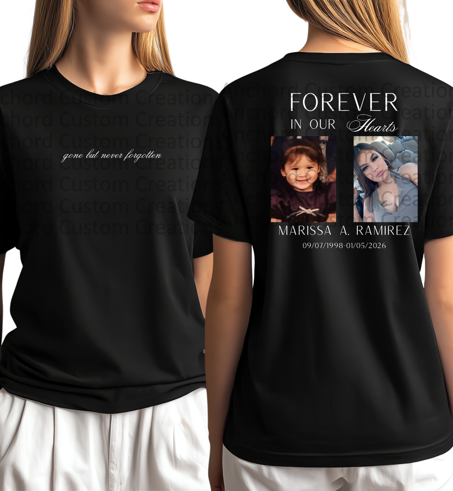 Marissa Memory Shirt Front & Back