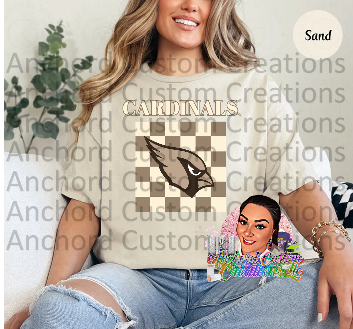 C: Cards Checkered Board Brown
