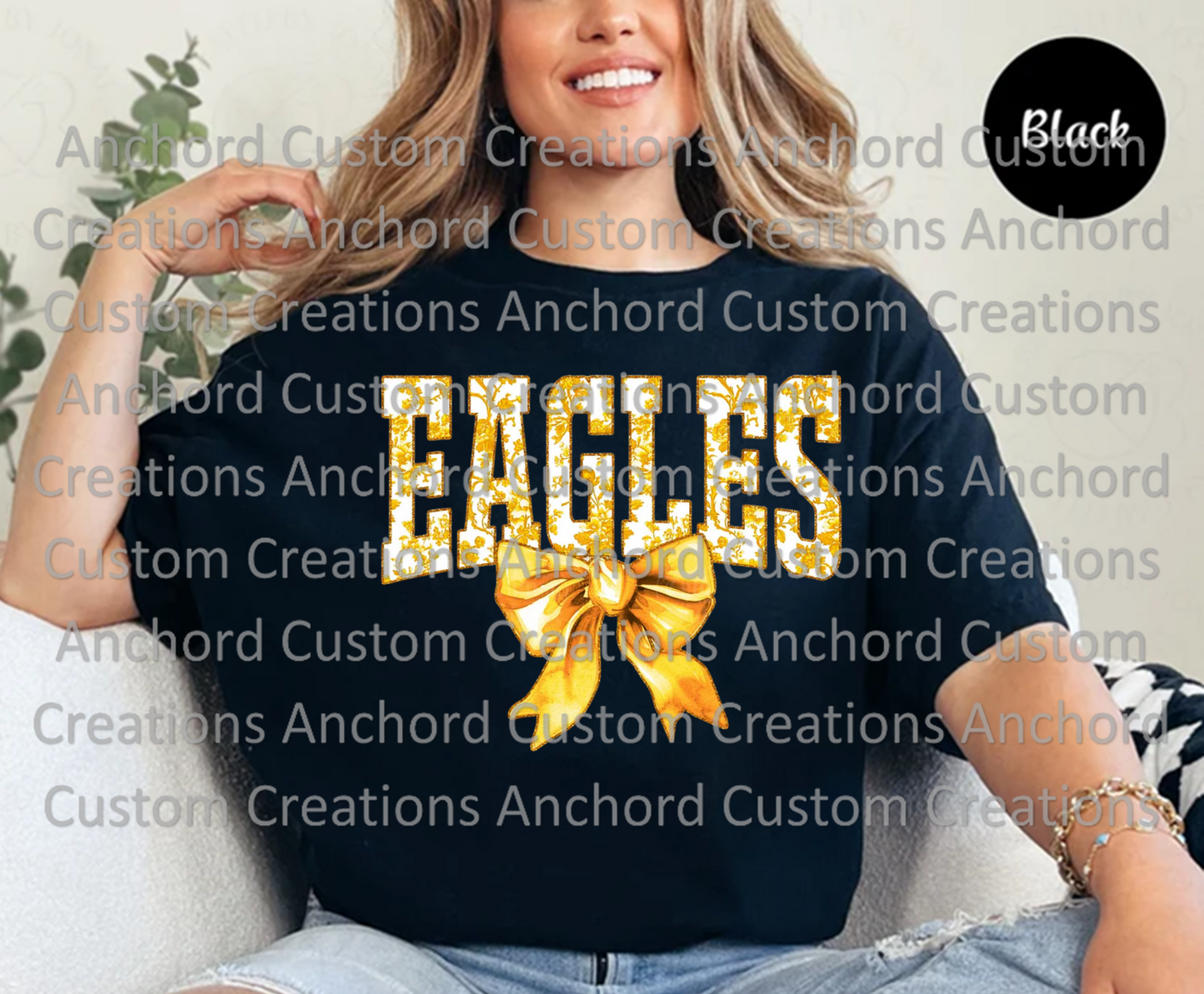 Eagles Yellow Lace DTF