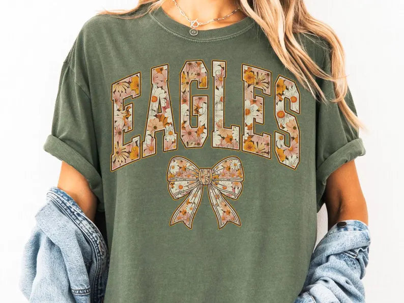 Eagles Fall Floral bow